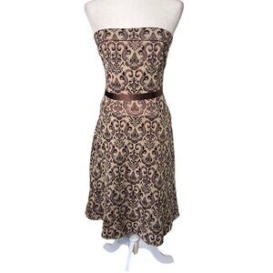 Vintage Tapestry Tea-Length Strapless Dress Y2K Size 3